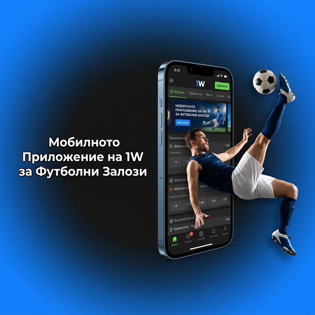 Мобилното приложение на 1W за футболни залози на Android и iOS с live залози и коефициенти