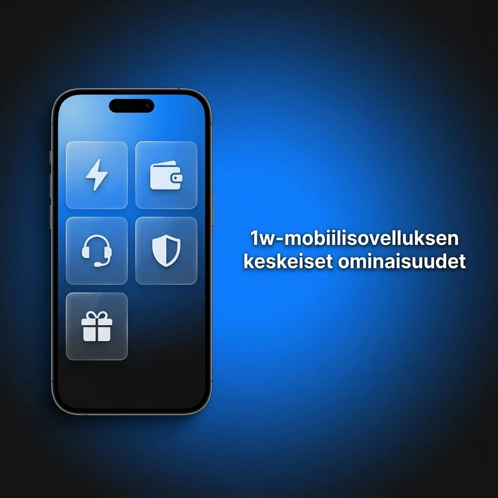 1w-mobiilisovelluksen ominaisuudet: suomenkielinen käyttöliittymä, bonukset, kasinopeli ja urheiluvedonlyönti