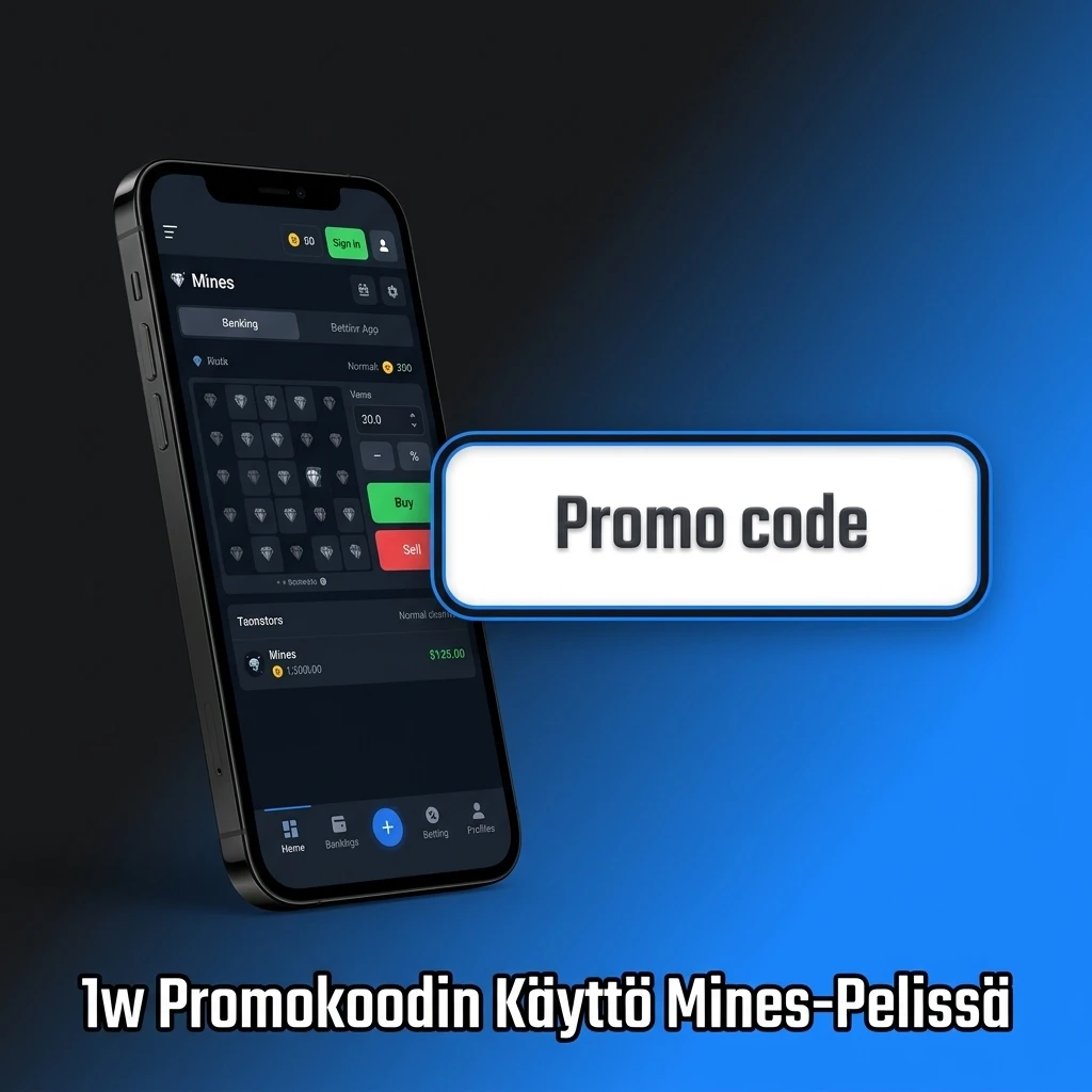 1w promokoodin käyttö Mines-pelissä – syötä koodi 1WFIN rekisteröityessä ja aktivoi lisäedut