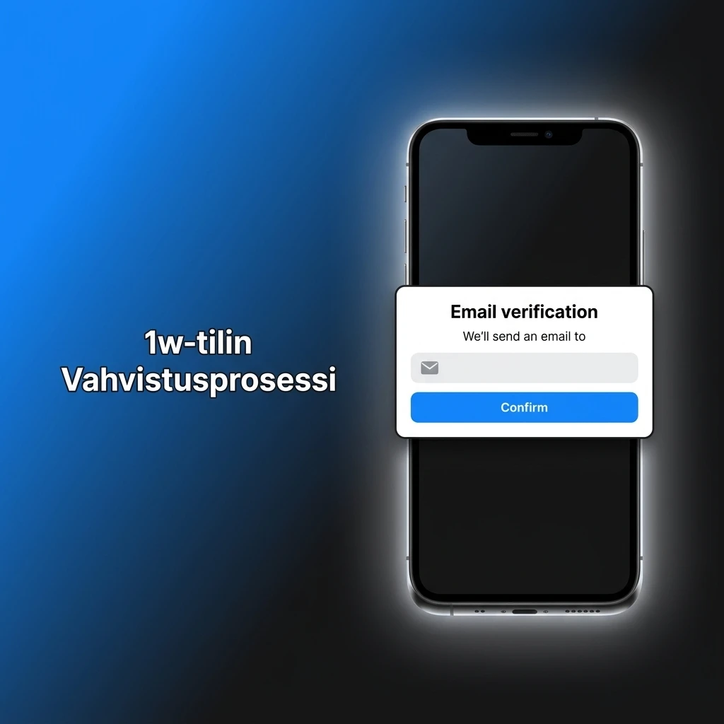 1w-tilin vahvistusprosessi: henkilöllisyys, osoite ja maksutapa vahvistetaan nostopyyntöjen mahdollistamiseksi.