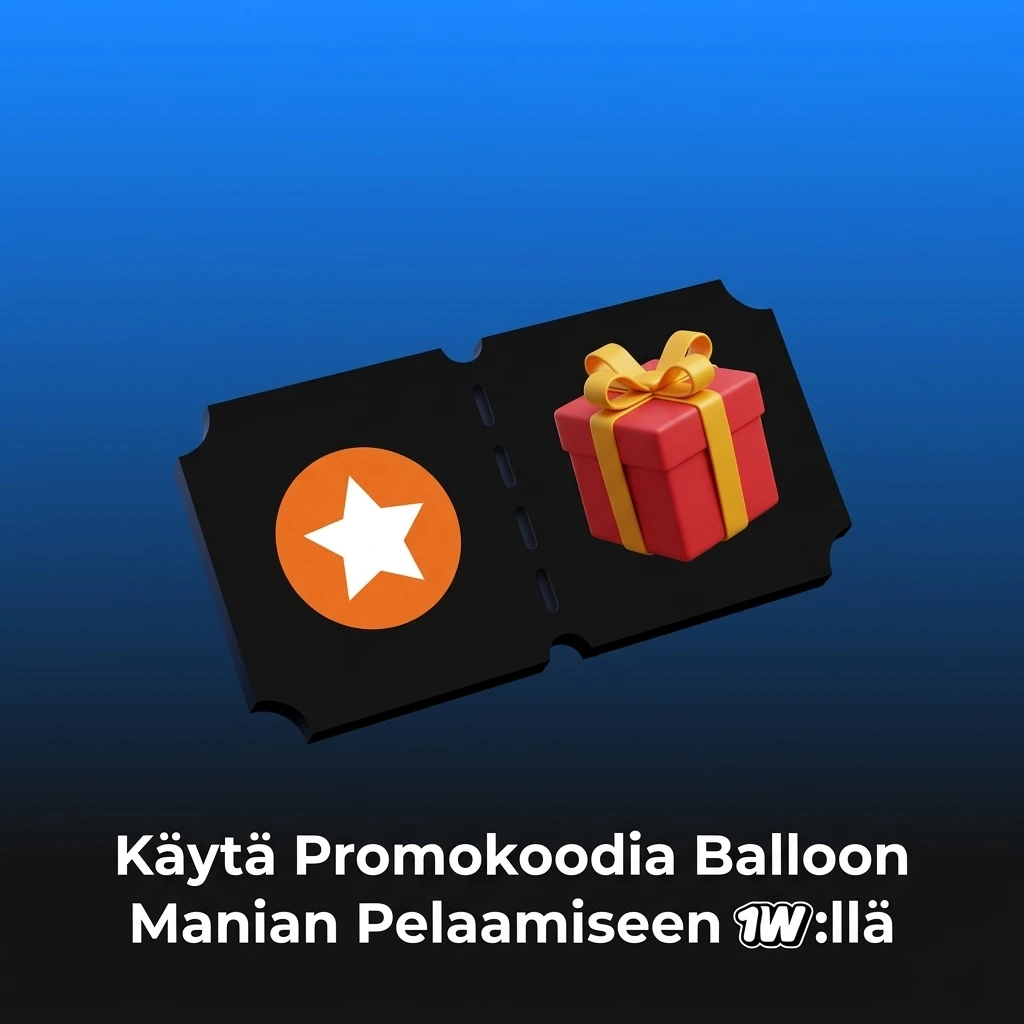 1w promokoodin syöttäminen Balloon Mania -pelin rekisteröitymislomakkeeseen lisäedun saamiseksi
