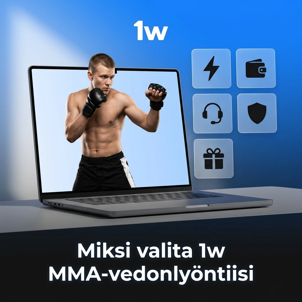 1w MMA-vedonlyönti: laajat markkinat, live-vedot, kilpailukykyiset kertoimet ja suomenkielinen tuki